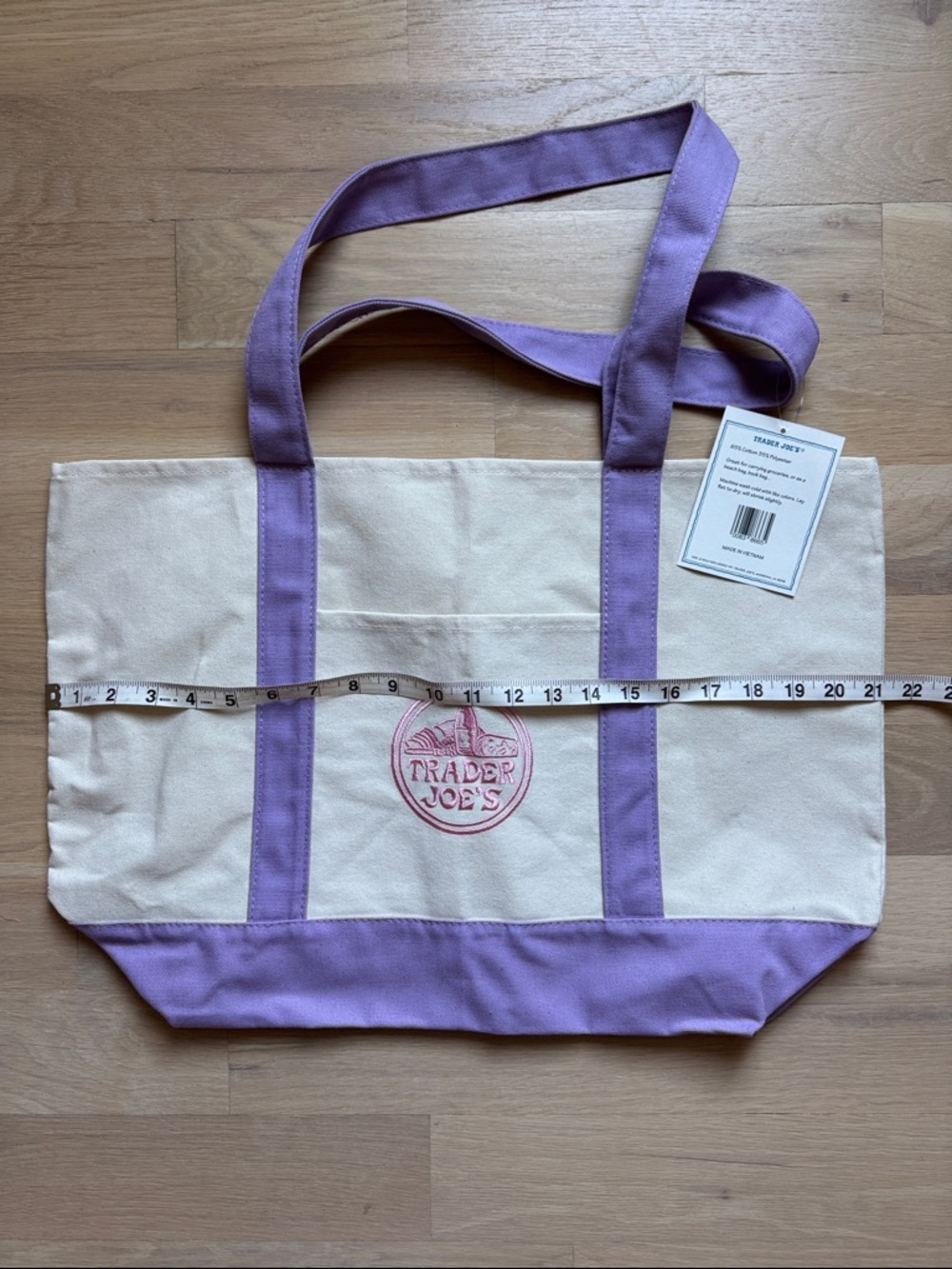 Trader Joe's Lavender Purple Large Canvas Tote Bag Spring 2026 **NWT** - Picture 2 of 3